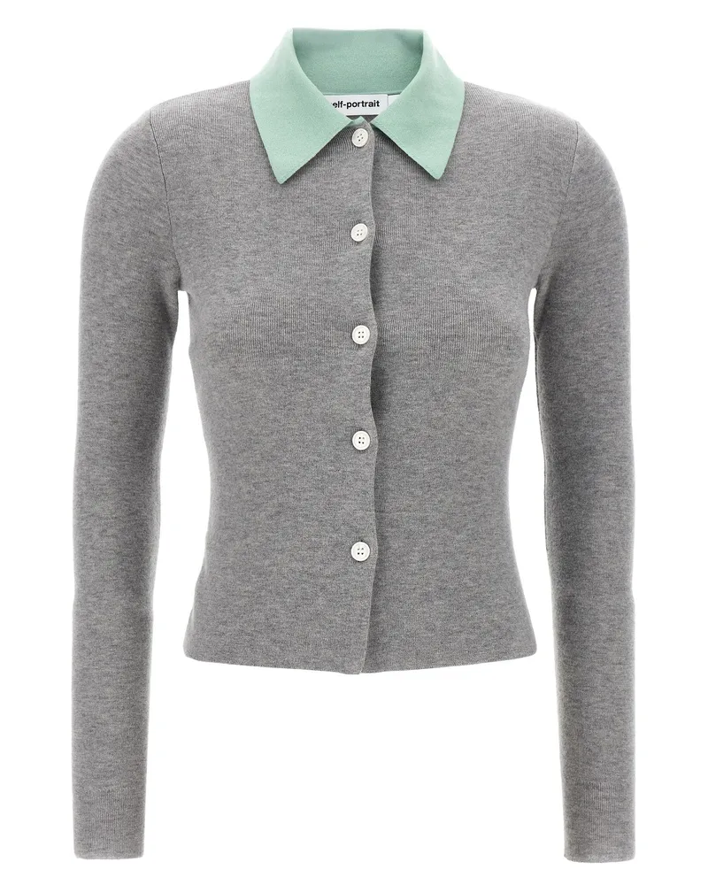 Self-Portrait Self -Porträt 'Grey Merino Wolle' Strickjacke Gray