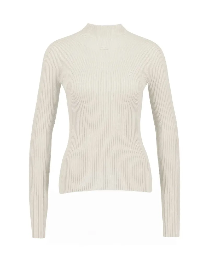 Courrèges Mockneck -Pullover -Courreves Baumwollwittchen White