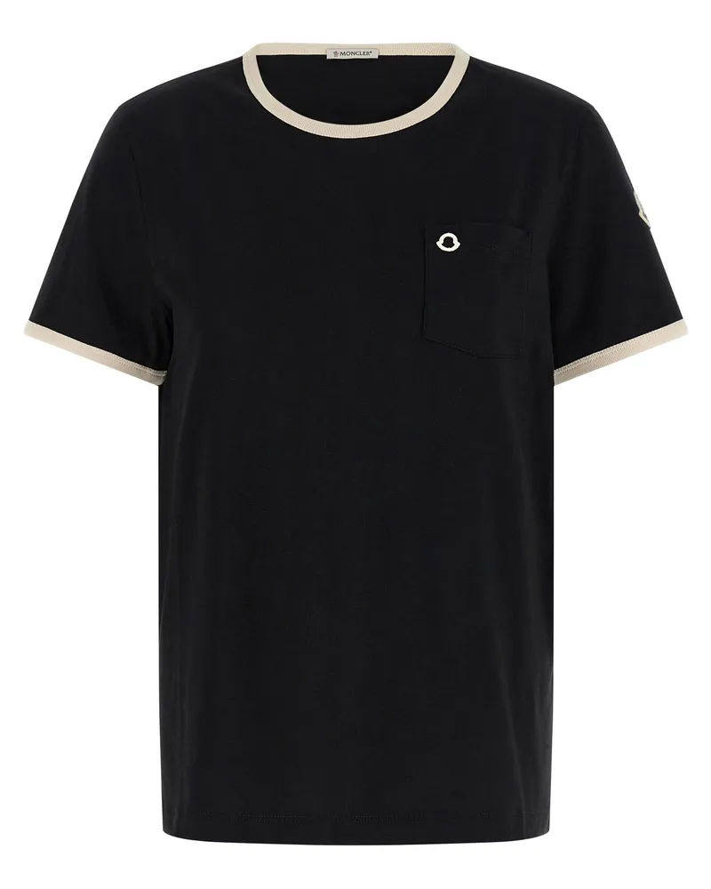 Moncler T-Shirt mit Logo-Stickerei und Tasche Black
