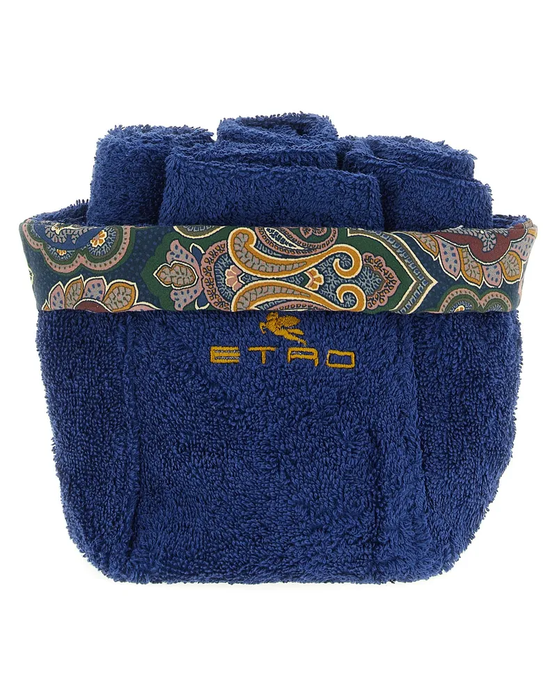 Etro Set mit 4 Waschbecken + Korb „7 Plies Blue