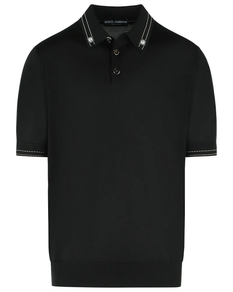 Dolce & Gabbana Schwarzes Seiden-Poloshirt von Black