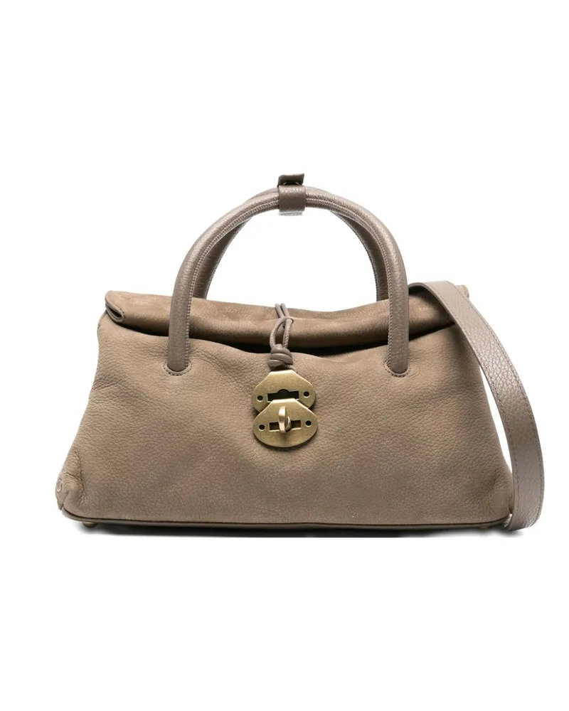 Zanellato Dotta Jones kleine Wildleder -Lederhandtasche Dove