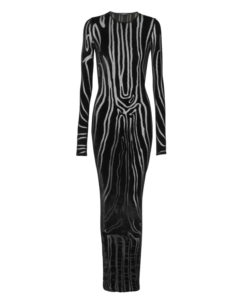 Balmain Zebra Print Midi Kleid 0pa