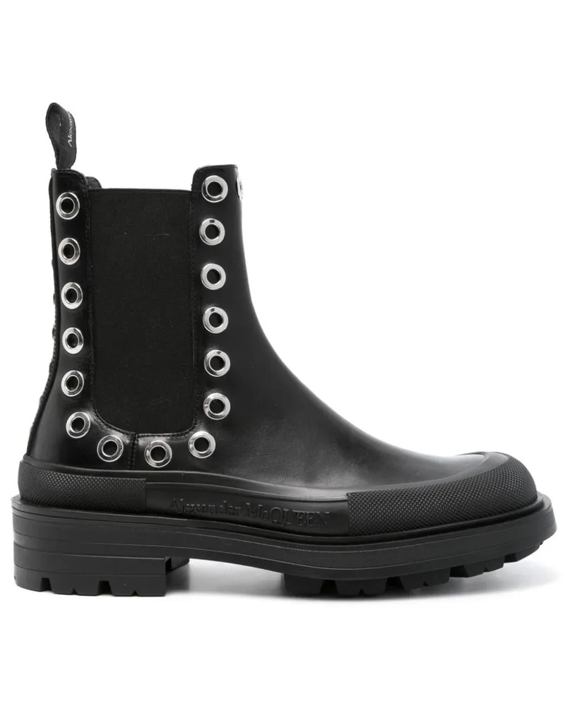 Alexander McQueen Alexander MC Queen tritt Slick Leder Chelsea Stiefel Black