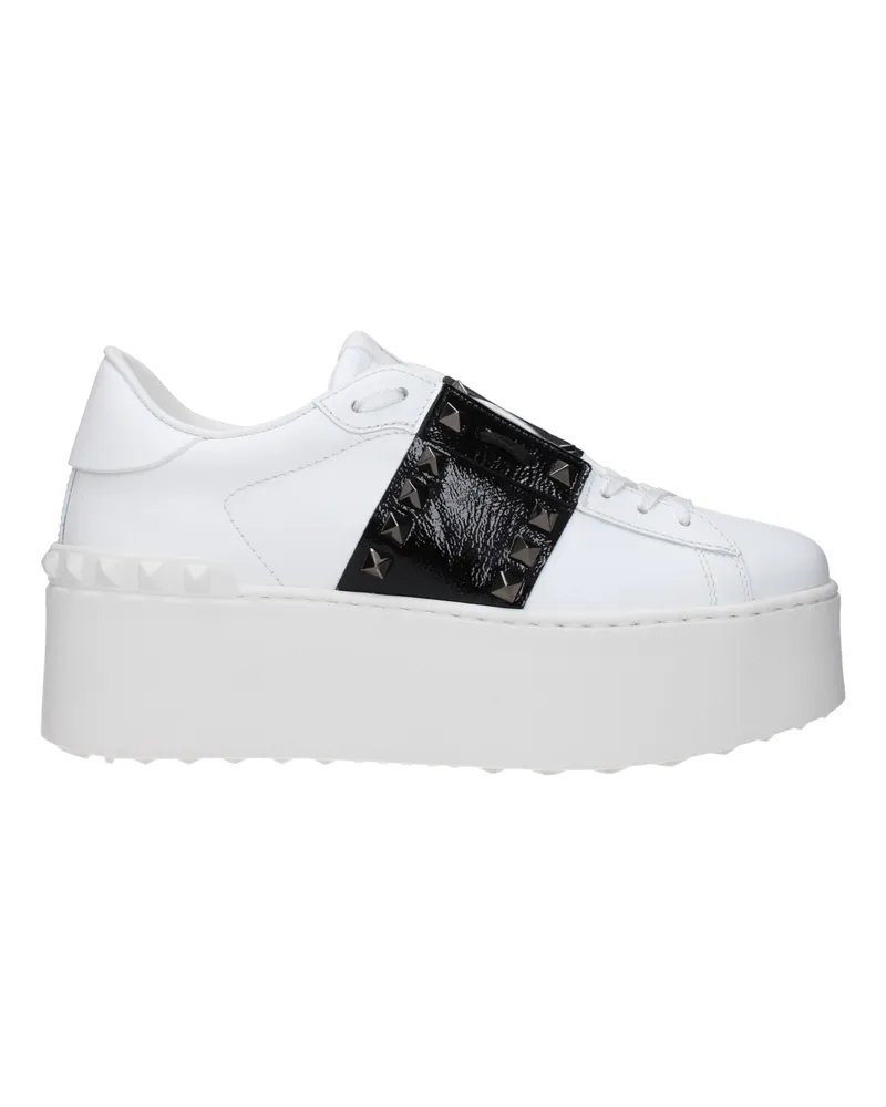 Valentino Garavani Damens Sneakers Weiß/Schwarzes Leder -