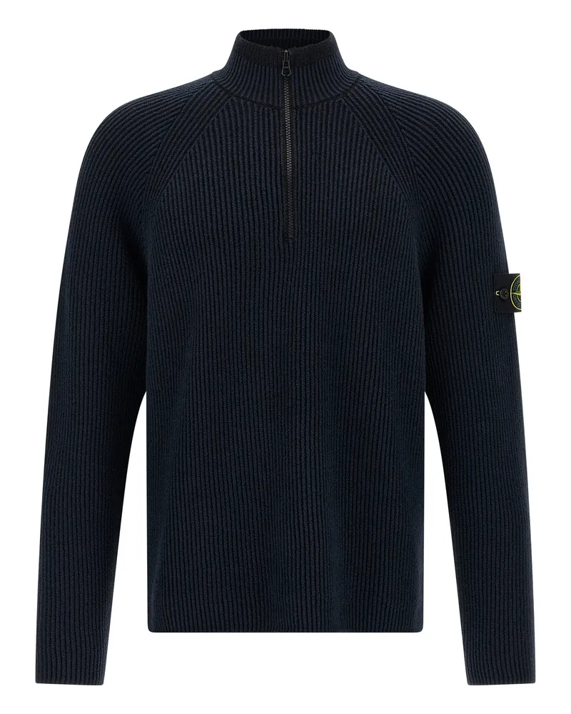 Stone Island Ripped Strickjacke Blue