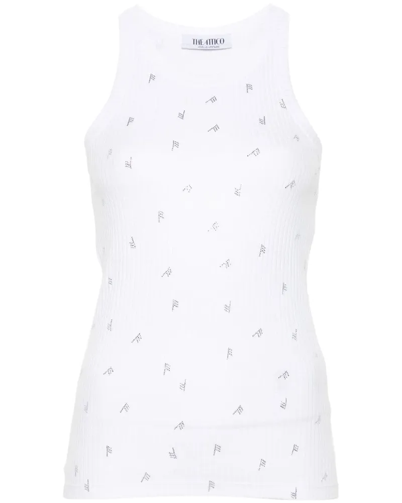 ATTICO Das Attico Allover Logo -Baumwoll -Tank -Top White