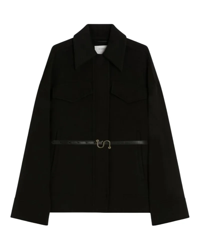 SPORTMAX Double Wool Pea Coat Schwarz Nero