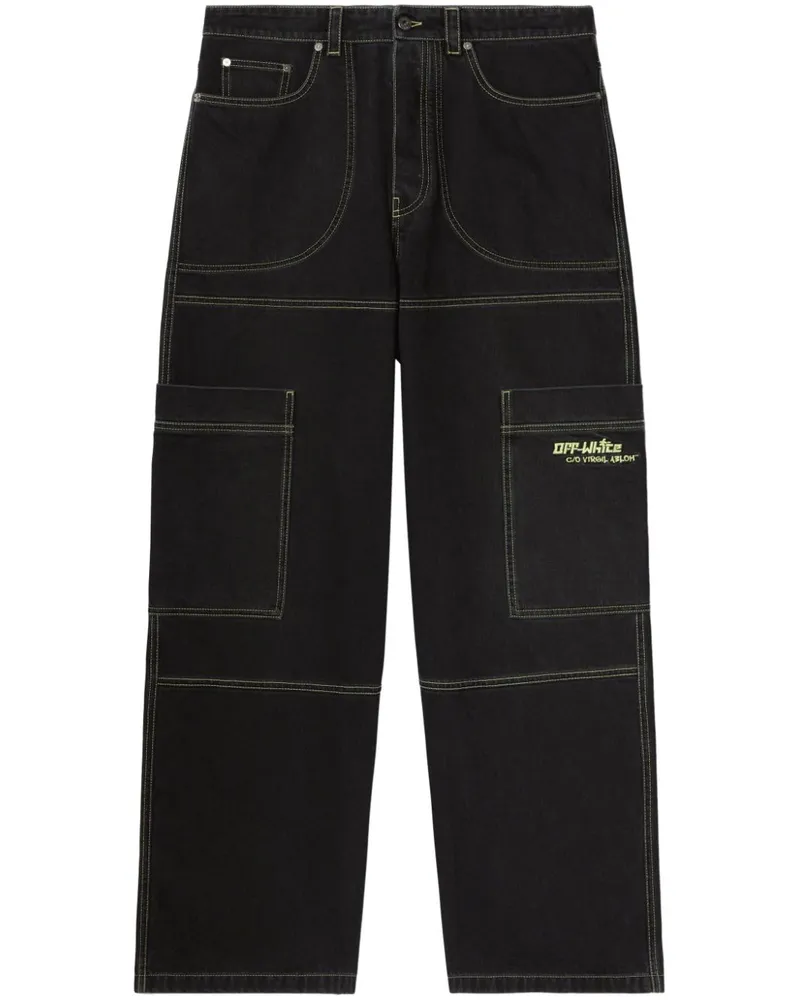 OFF-WHITE Aus weißen unregelmäßigen Frachtjeans 1350