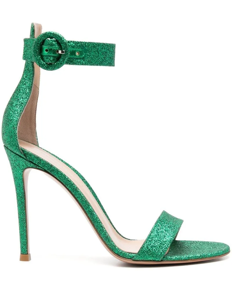 Gianvito Rossi Portofino Starlight Leder High Heel Sandalen Green