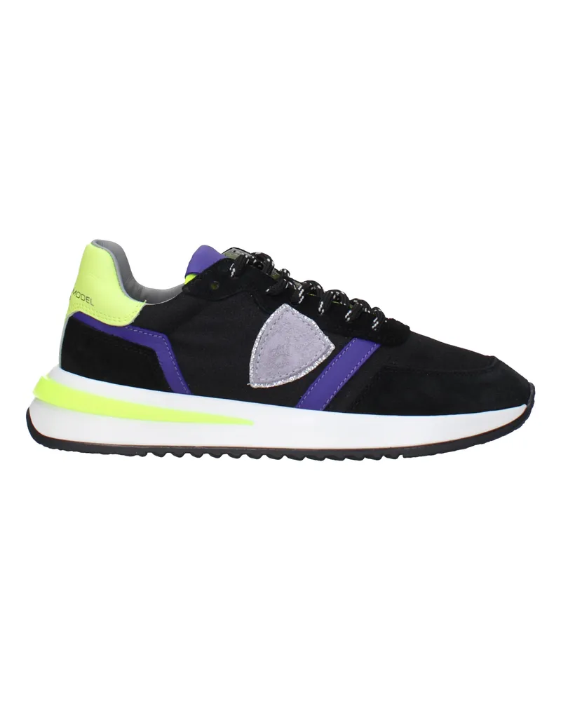 Philippe Model Sneakers Tropez 2.1 Damens Stoff Schwarz/Fluoreszierendes Gelb -