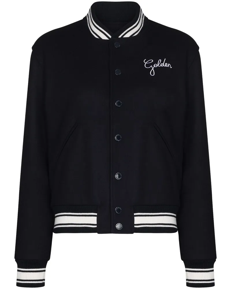 Golden Goose Logo Wollbomberjacke Blue