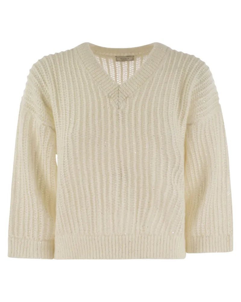 Peserico Tricot -Pullover mit Mikropailletten White