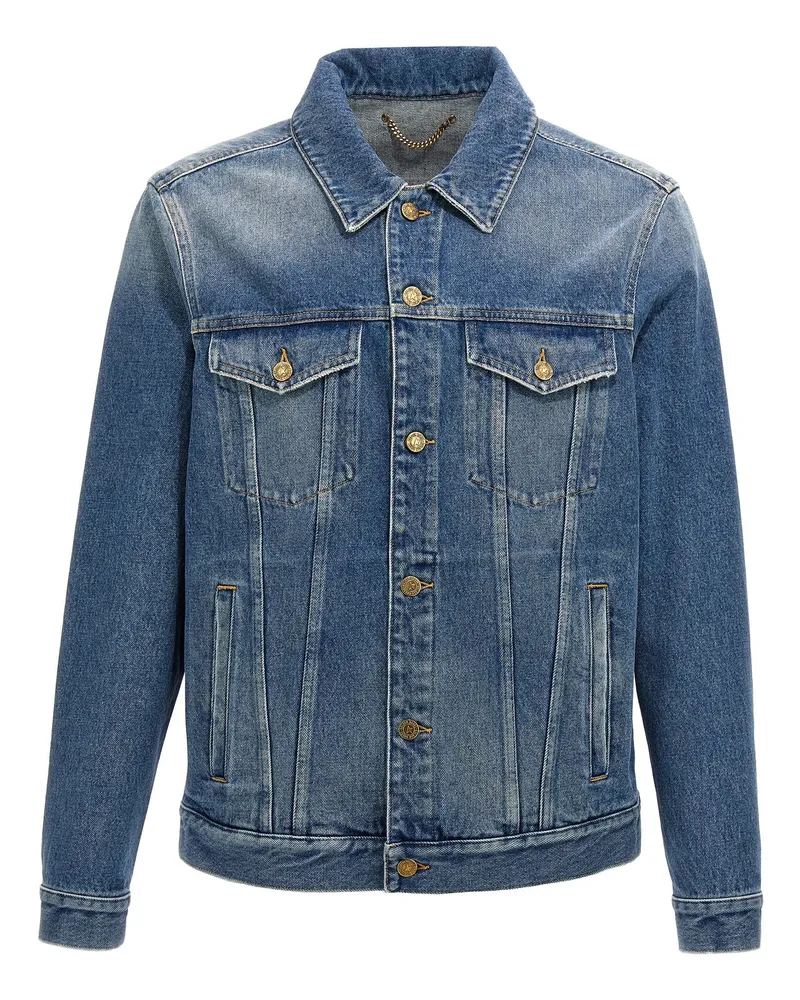 Golden Goose Logo Patch Denim Jacke Blau
