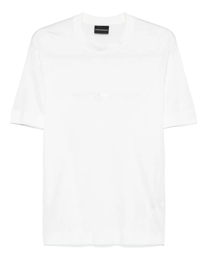 Emporio Armani gesticktes Logo T -Shirt White