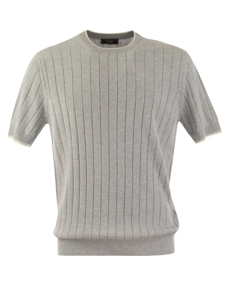 Peserico T -Shirt in reinem Baumwoll -Crépe -Garn Grey