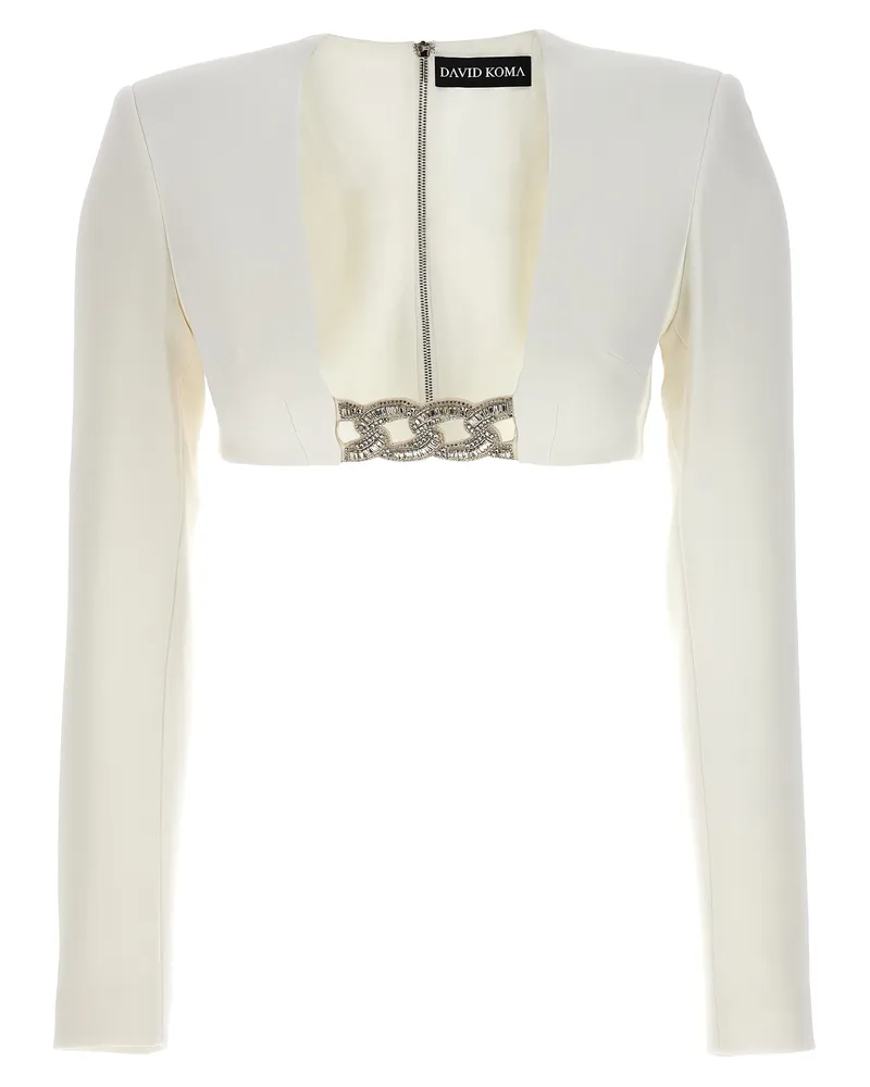 David Koma Top '3 D -Kristallkette und quadratischer Nacken White