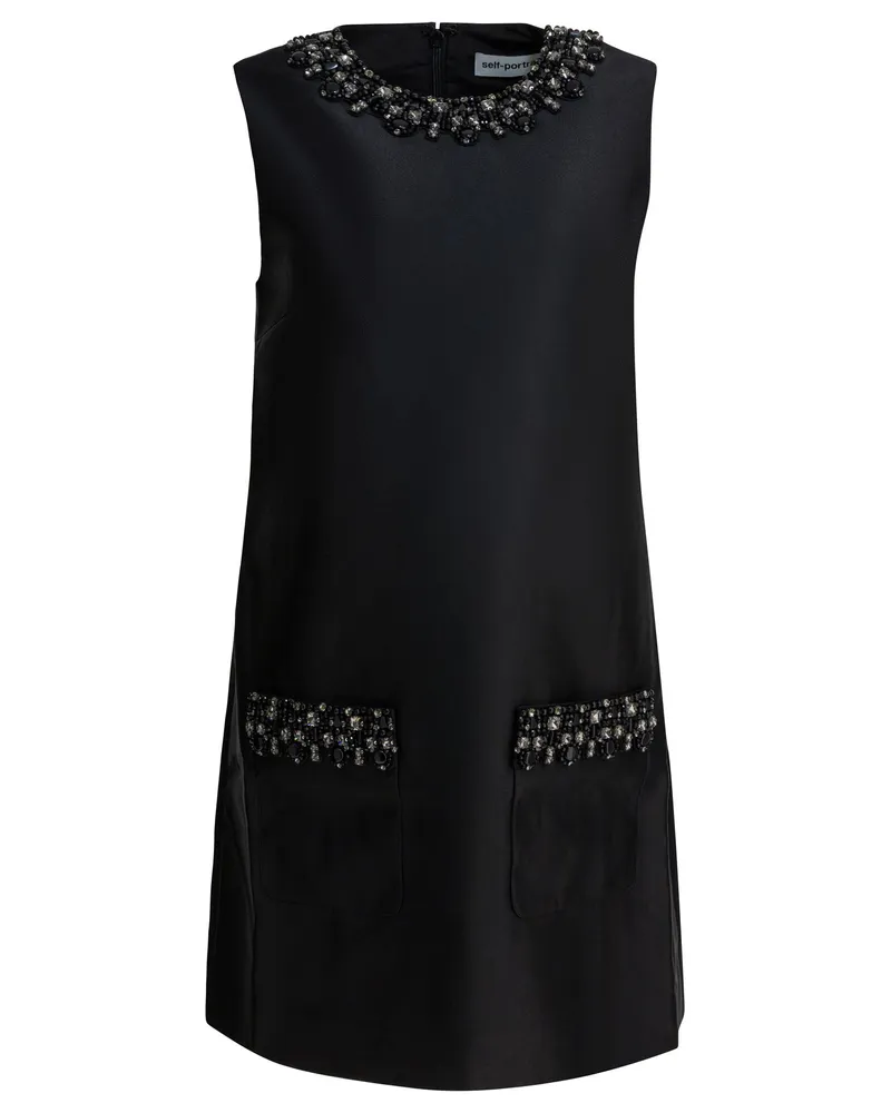 Self-Portrait Verziertes Etuikleid mit Selbstporträt Black
