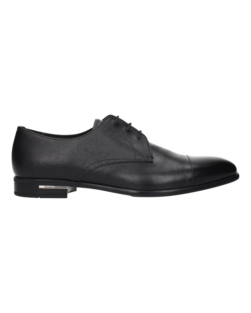 Prada Herrens Derby aus schwarzem Leder -