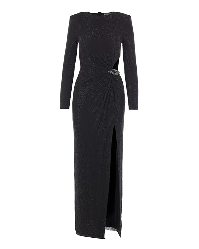 Self-Portrait Langes Selbstporträtkleid mit Strasssteinen Black