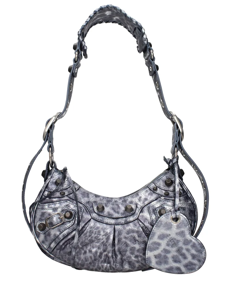 Balenciaga Le Cagole Umhängetaschen Damen Leder Grau -