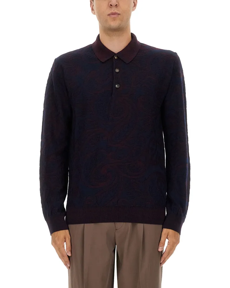 Etro Langarmes Polo -Hemd Blue