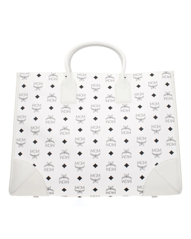 MCM Handtaschen Munich Damen Leder Weiß/Optical White -