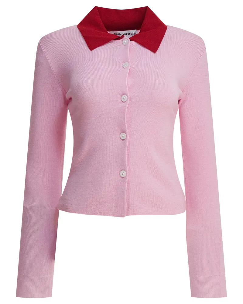 Self-Portrait Selbstporträt-Strickjacke aus Wolle Pink