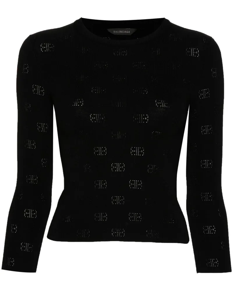 Balenciaga Open Strick Wolltop Black