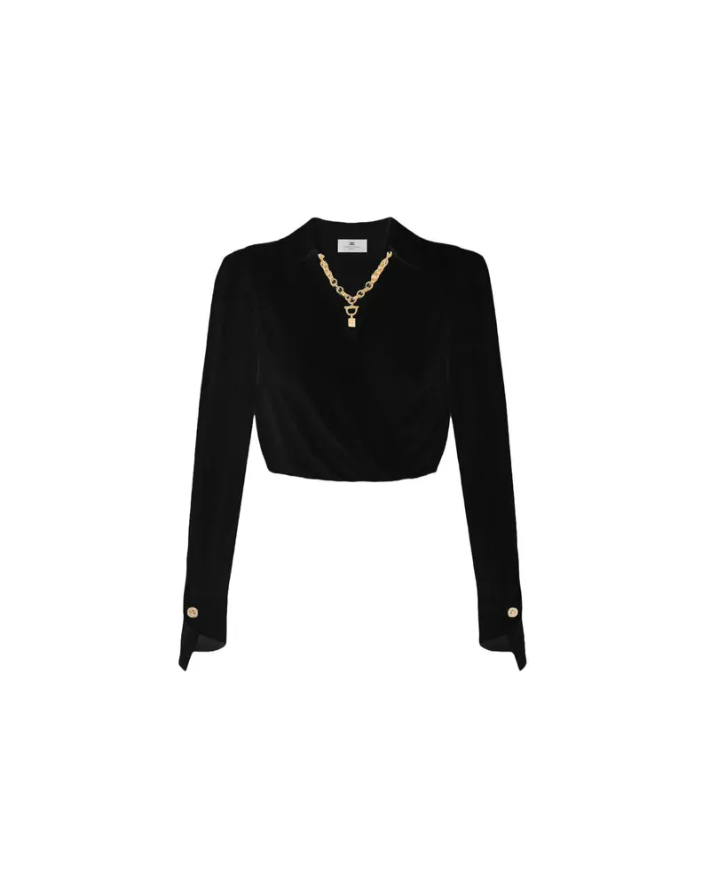 Elisabetta Franchi Shirt mit Juwelendetails Black