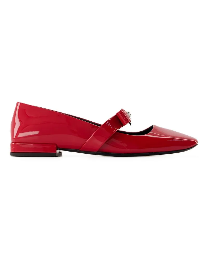 Versace Gianni Ribbon flache Schuhe  Leder rot Red