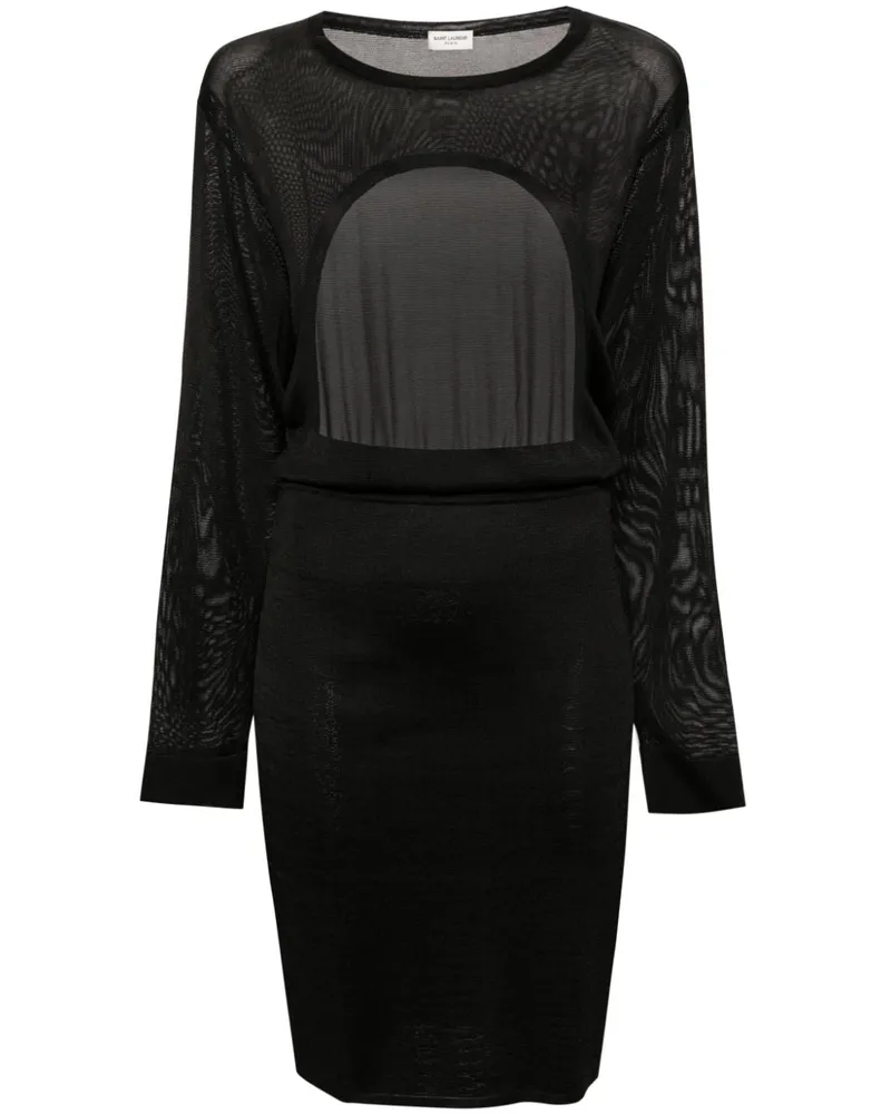 Saint Laurent Open Rücken gestricktes Kleid Black