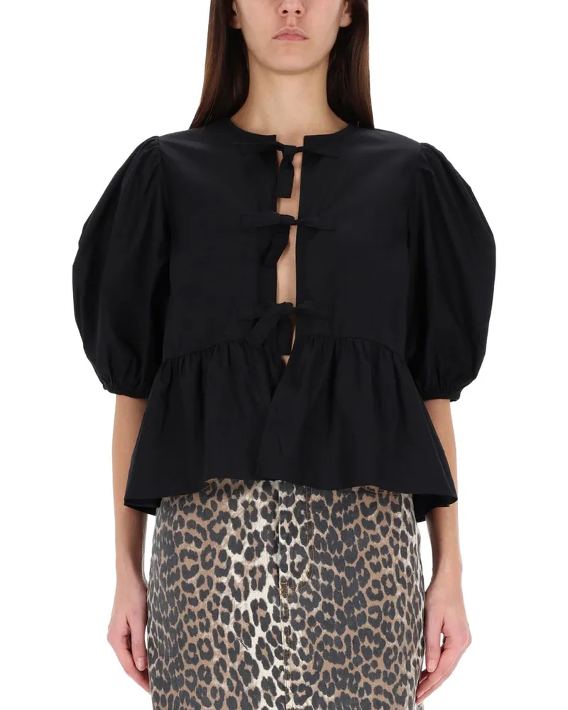 Ganni Poplin Shirt Black
