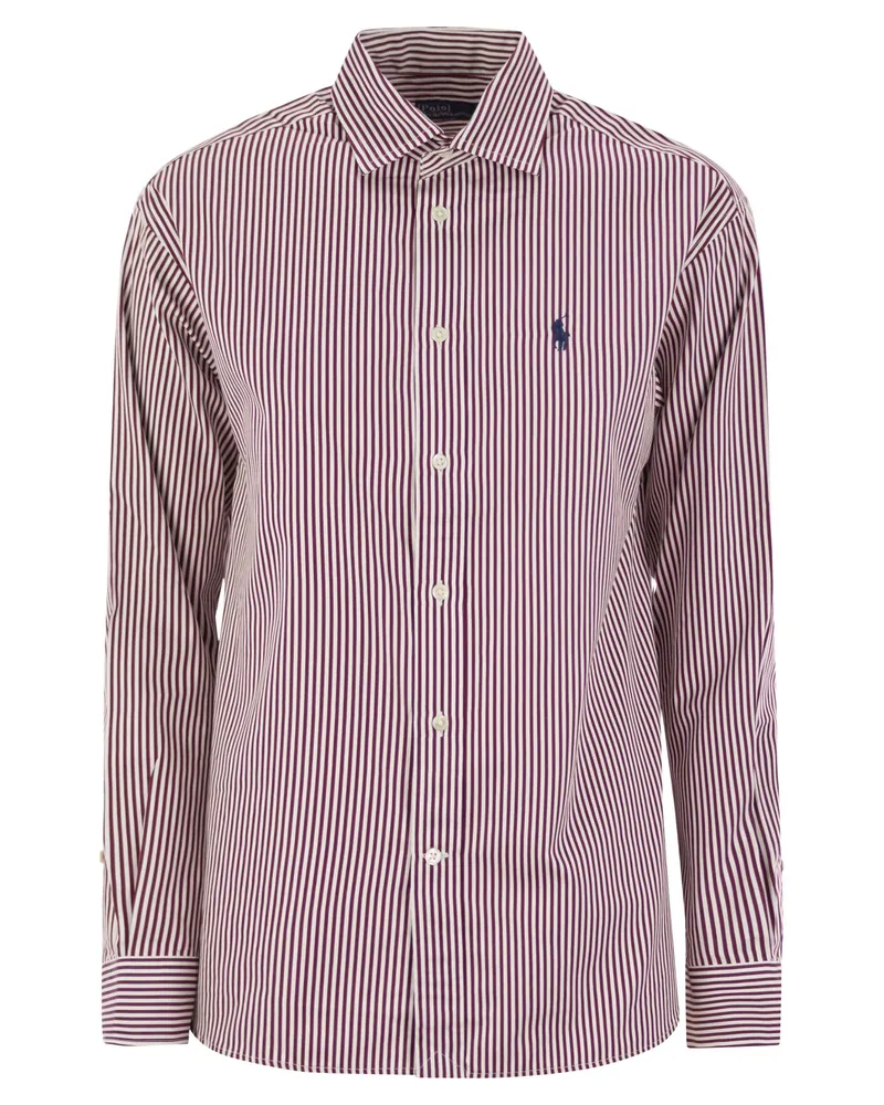 Ralph Lauren entspannte, fit gestreifte Baumwollhemd Bordeaux