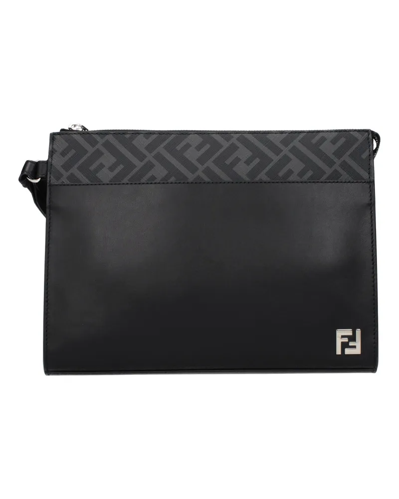 Fendi Pochette Mann Silber Schwarz -