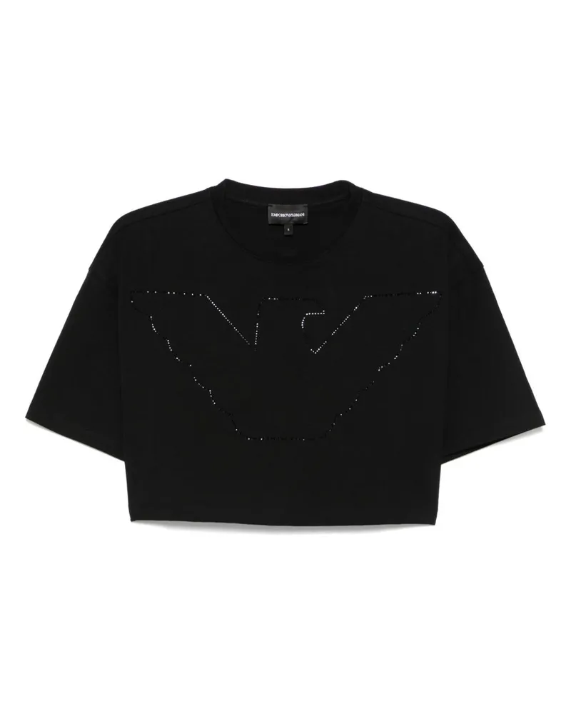 Emporio Armani Logo Baumwoll -T -Shirt Black