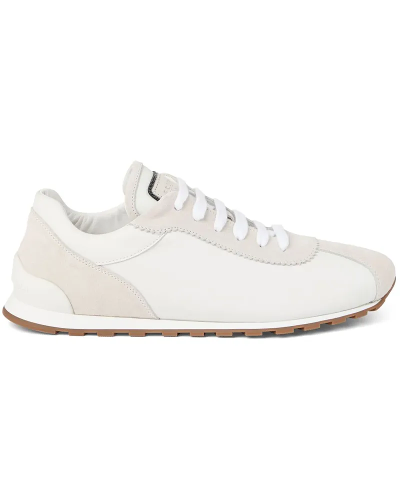 Brunello Cucinelli Wildleder -Turnschuhe mit glänzenden Details White