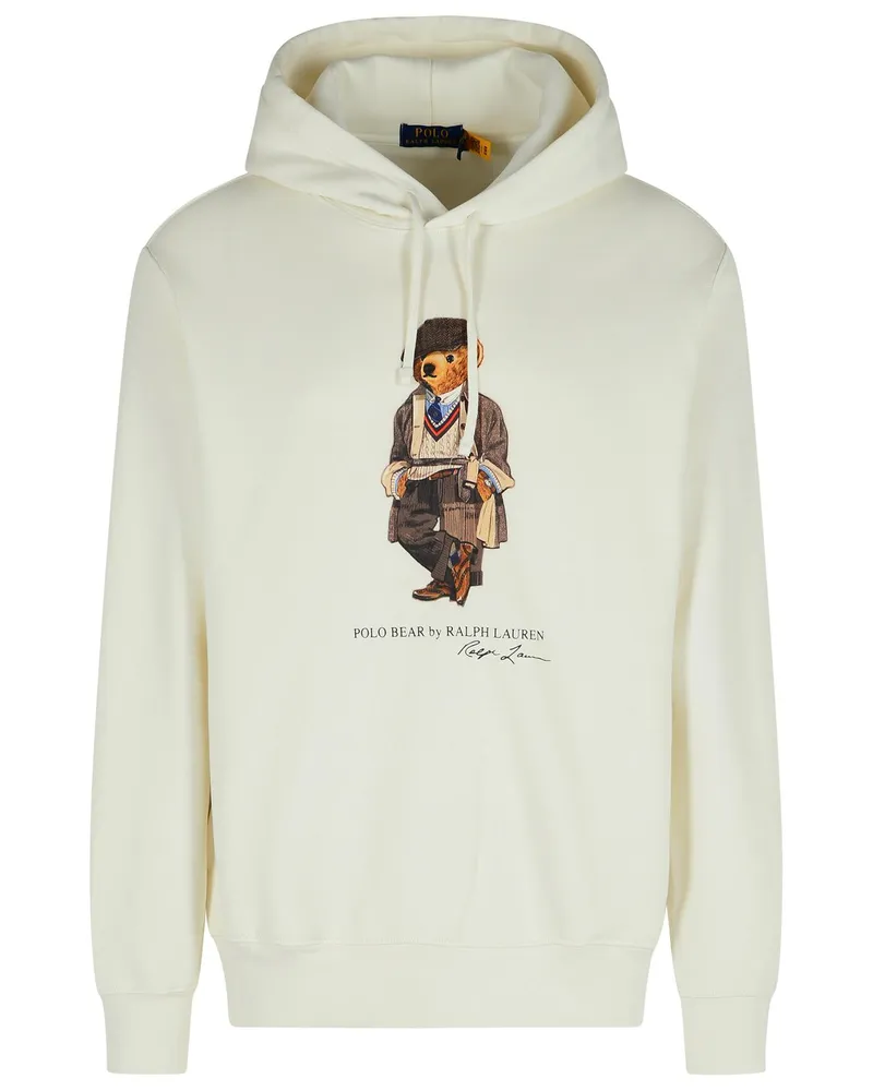 Ralph Lauren Bear Sweatshirt in weißer Baumwollmischung White