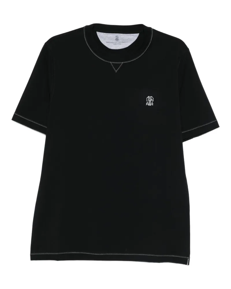 Brunello Cucinelli T-Shirt aus Baumwolle mit Logo Black