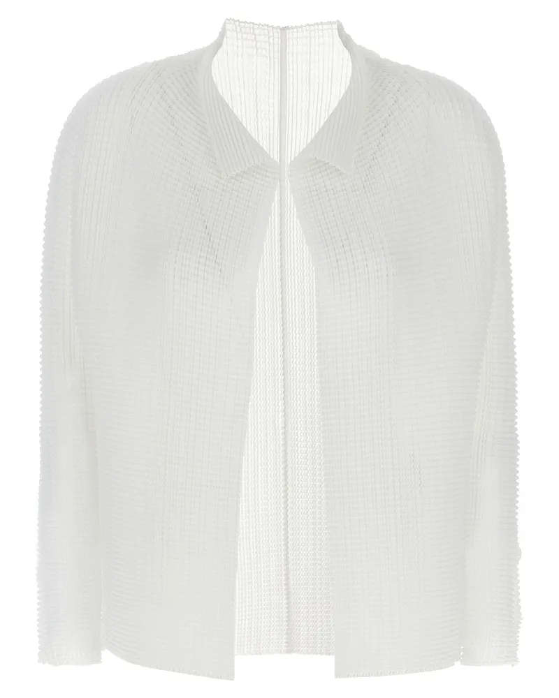 Issey Miyake Cardigan „Wooly Pleats White