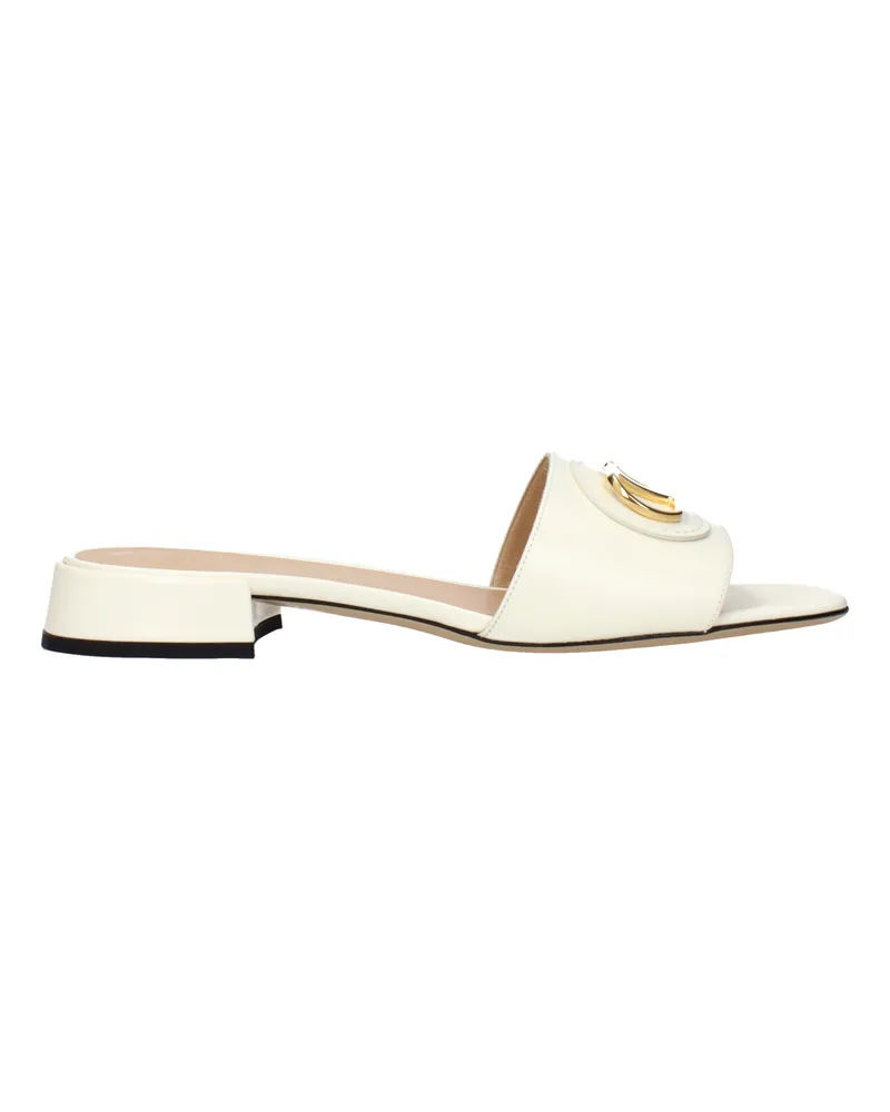 Valentino Garavani Damens Pantoletten und Clogs aus beigem/elfenbeinfarbenem Leder -