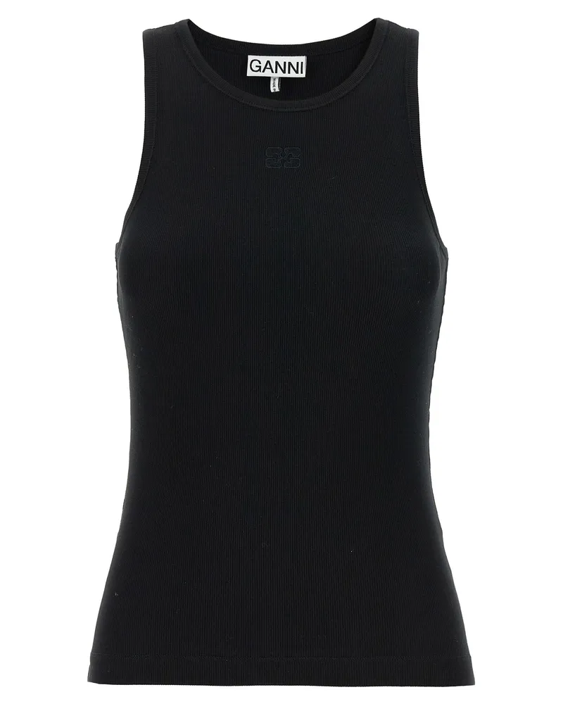 Ganni Geripptes -Oberteil Black