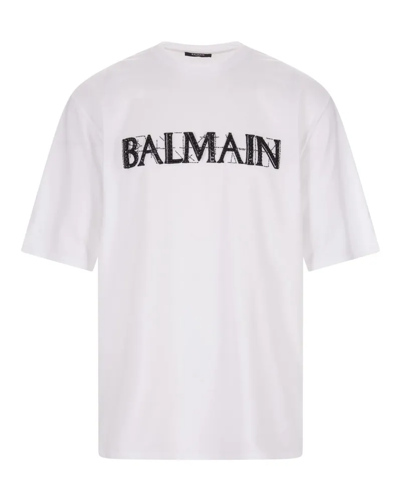 Balmain Übergroßes Baumwoll-T-Shirt von Weiß