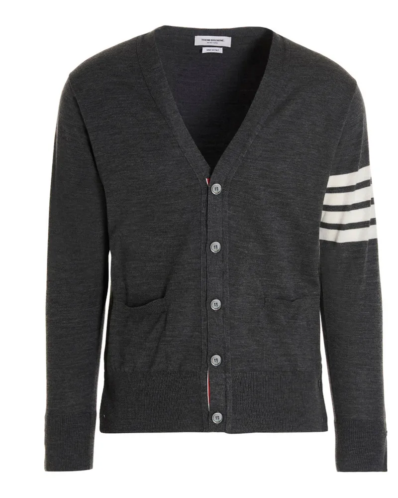 Thom Browne Merino Wolle Strickjacke Gray