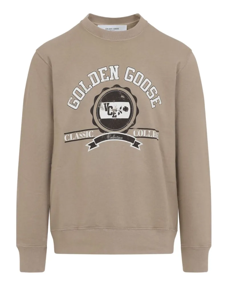 Golden Goose Logo Baumwoll -Sweatshirt Beige