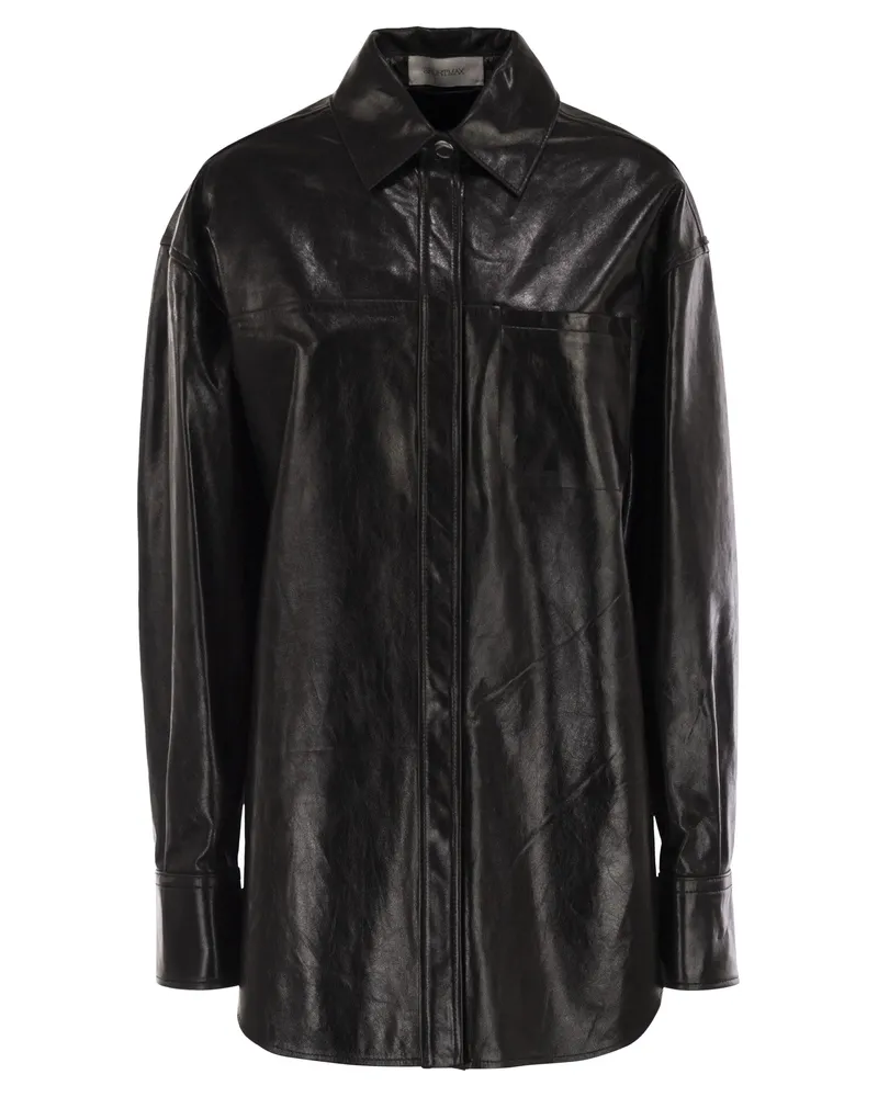 SPORTMAX Borel übergroßes Nappalederhemd Black