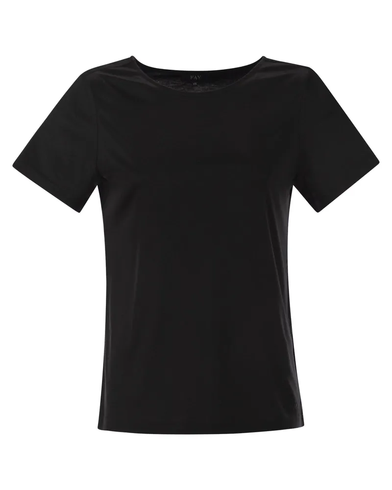 Fay Jersey T -Shirt mit Boot Ausschnitt Black