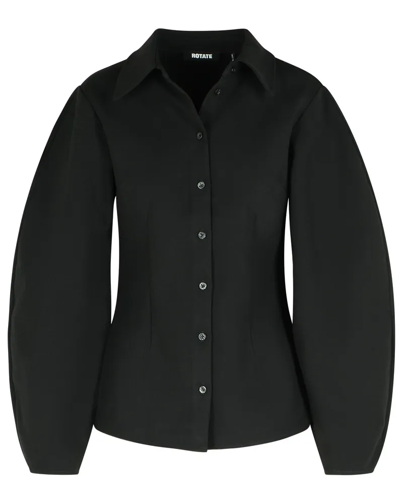 ROTATE Birger Christensen Drehen Sie schwarzes Polyesterhemd Black