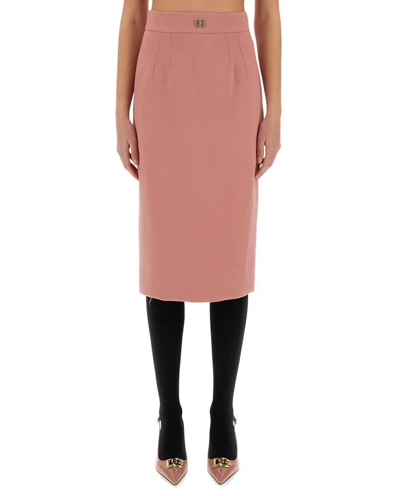 Dolce & Gabbana DG Logo Longuette Bleistiftrock Pink