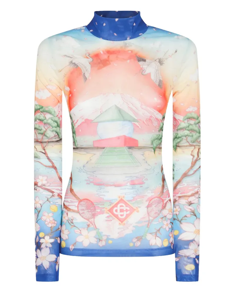 Casablanca Paris Long Sleeved Top mit Grafikdruck Tennis